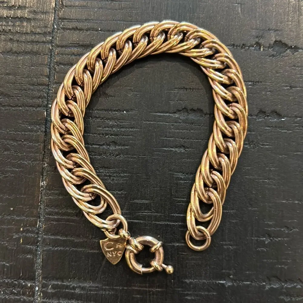 Signed CR NYC Link Gold Tone Bracelet Vintage​​​